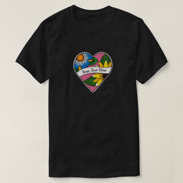 Blomstertatuering i form av hjärta - Skapa din ege T Shirt (Design framsida)