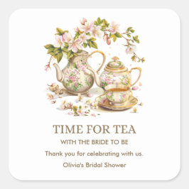 Blomstertid för Tea Bröllopsfest Tack   Fyrkantigt Klistermärke
