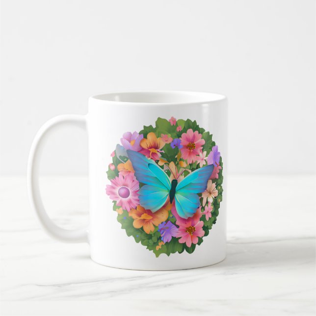 Blomsterträdgård av fjäril kaffemugg (Vänster)