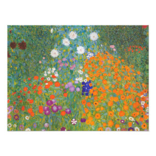 Blomsterträdgård av Gustav Klimt Fototryck