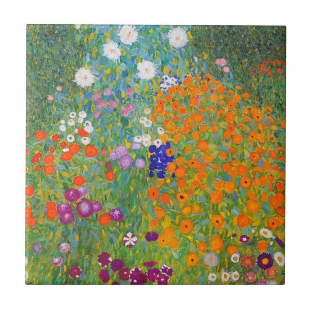 Blomsterträdgård av Gustav Klimt Kakelplatta (Framsidan)