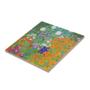 Blomsterträdgård av Gustav Klimt Kakelplatta