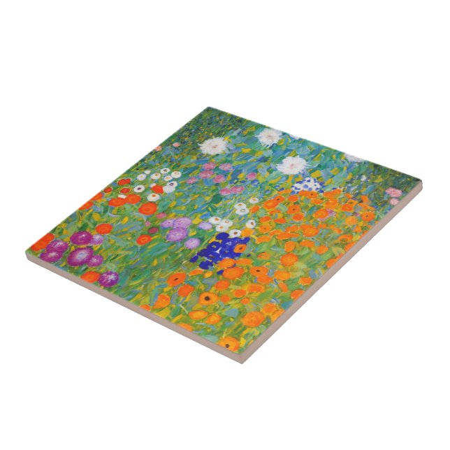 Blomsterträdgård av Gustav Klimt Kakelplatta (Sidan)