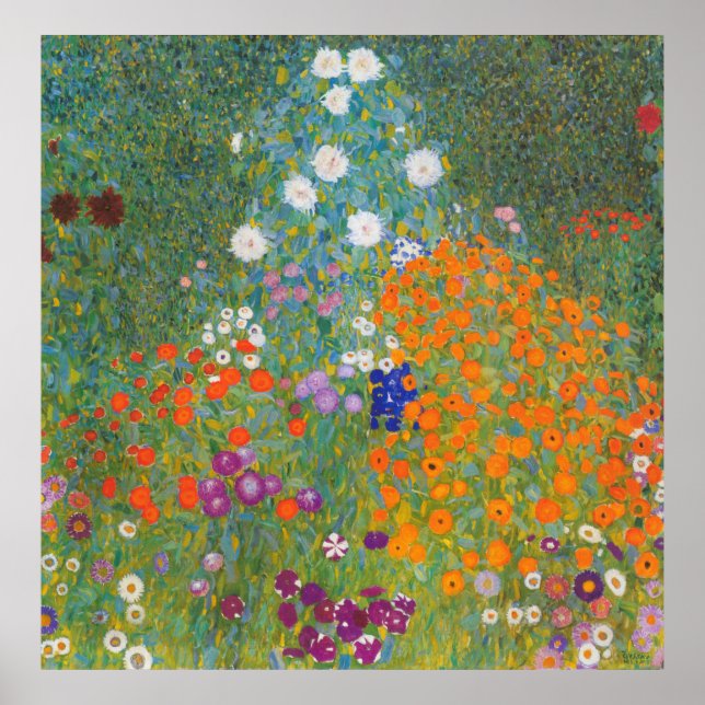 Blomsterträdgård av Gustav Klimt Poster (Framsidan)