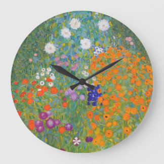 Blomsterträdgård av Gustav Klimt Stor Klocka