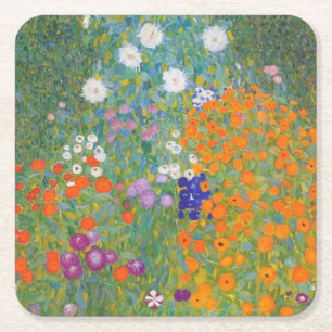 Blomsterträdgård av Gustav Klimt Underlägg Papper Kvadrat