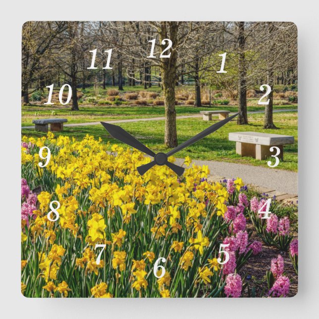 Blomsterträdgård av vår-säsong fyrkantig klocka (Framsida)