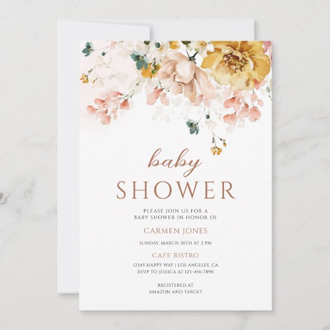 Blomsterträdgård Baby Shower Design Inbjudningar (Framsida)