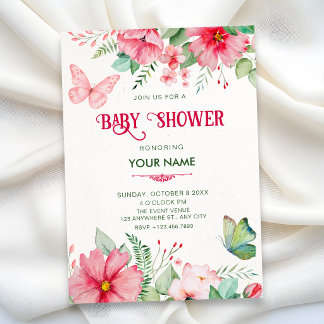 Blomsterträdgård baby shower inbjudningar