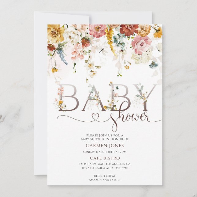 Blomsterträdgård Baby Shower Inbjudningar (Framsida)