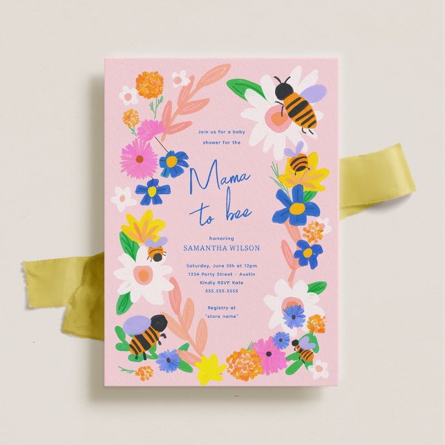 Blomsterträdgård Bee Baby Shower Inbjudningar (Skapare uppladdad)