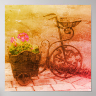 Blomsterträdgård Bicycle Distress Art Poster