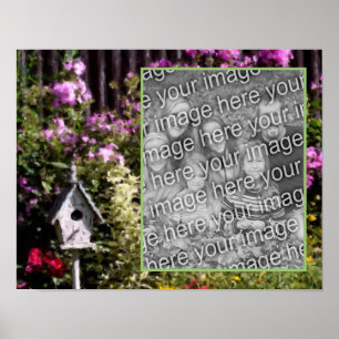 Blomsterträdgård Bird House Painting Add Your Phot Poster