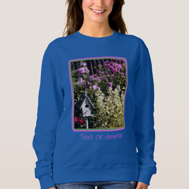 Blomsterträdgård Birdhouse Painting Personlig T Shirt (Framsida)