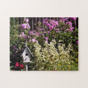 Blomsterträdgård Birdhouse Pastel Painting Pussel