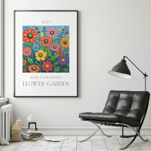 Blomsterträdgård botaniskt Poster
