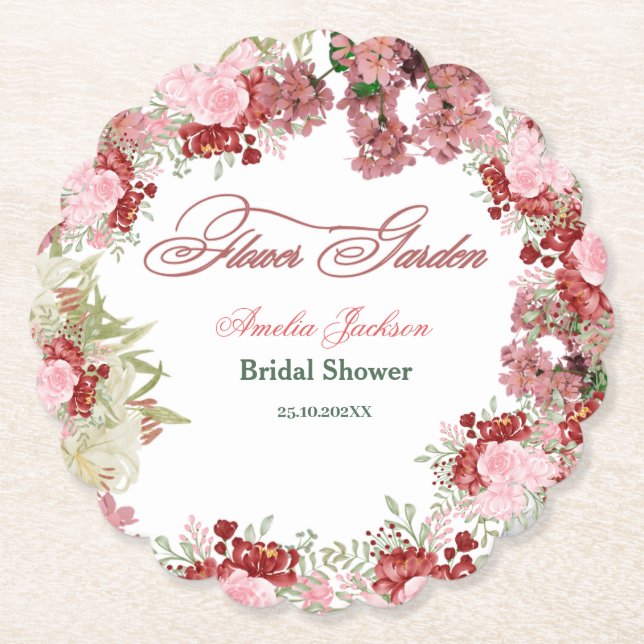 Blomsterträdgård Bröllopsdusch-inbjudan Underlägg Papper (Framsida)