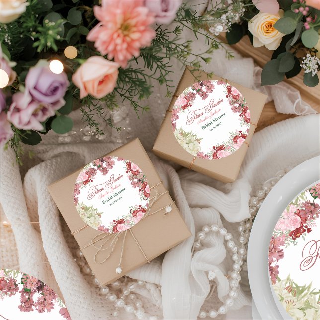 Blomsterträdgård Bröllopsfestinladning Runt Klistermärke (Skapare uppladdad)