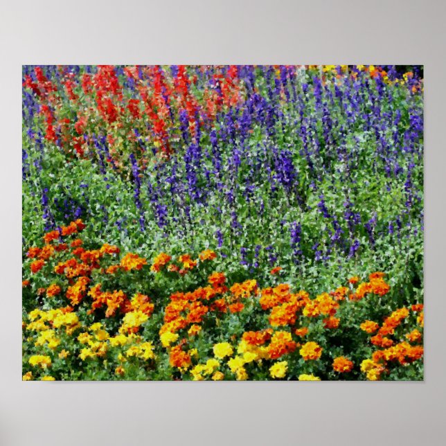 Blomsterträdgård Digital Art-målning Poster (Framsidan)