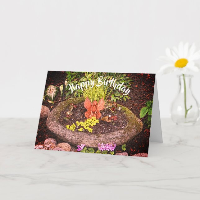 Blomsterträdgård Fairy Nature Art Birthday Card Kort (Liten växt)