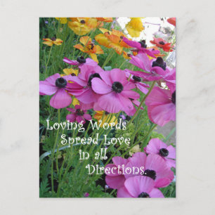 Blomsterträdgård för färgstark Blommigt för inspir Vykort