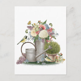 Blomsterträdgård för modern Vintage-fransk Vykort