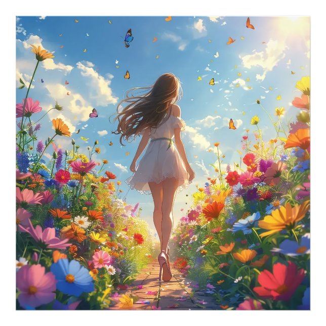 Blomsterträdgård Fototryck (Framsidan)