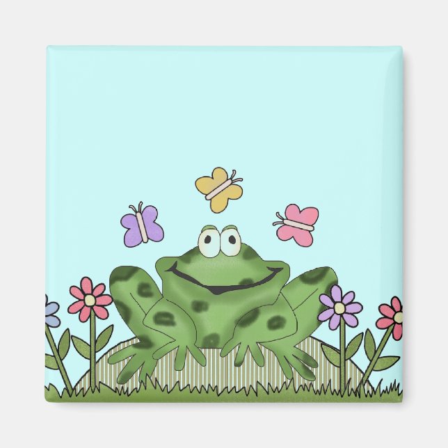 Blomsterträdgård Frog T-shirts och gåvor Magnet (Framsidan)