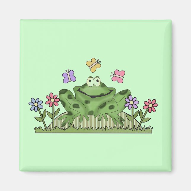 Blomsterträdgård Frog T-shirts och gåvor Magnet (Framsidan)