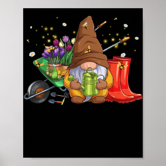 Blomsterträdgård Gnome med Bees and Flowers Garden Poster (Framsidan)