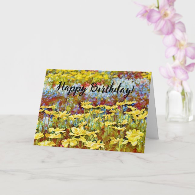 Blomsterträdgård Gula blommor födelsedagskort Kort (Orkide)