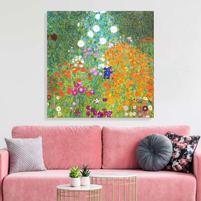 Blomsterträdgård | Gustav Klimt Canvastryck (Insitu (Vardagsrum))