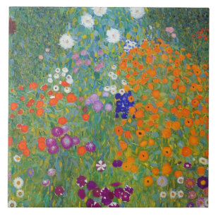 Blomsterträdgård Gustav Klimt Fine Art Kakelplatta