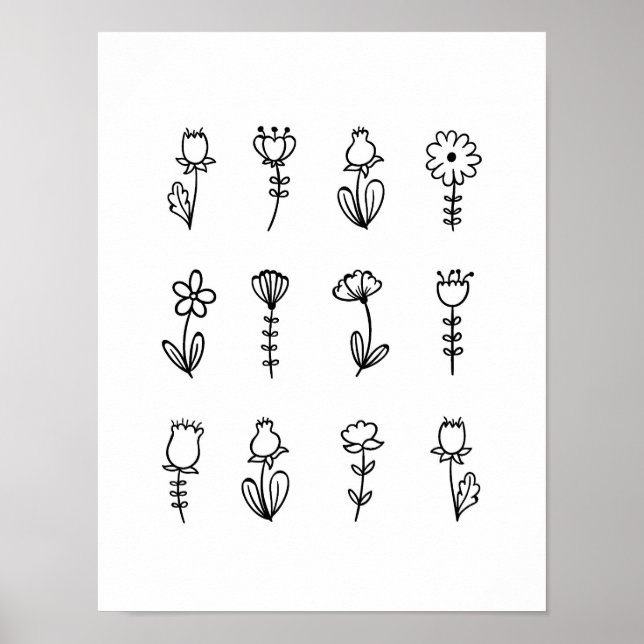 Blomsterträdgård | Handritad konst Poster (Framsidan)