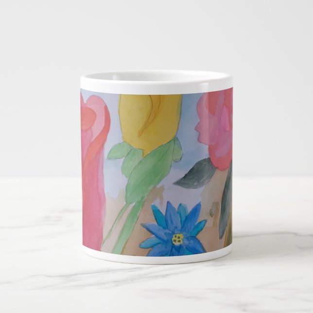 Blomsterträdgård Large Mugg Jumbo Mugg (Framsidan)
