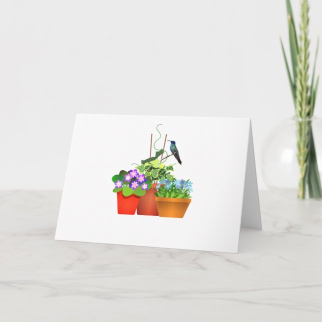 Blomsterträdgård med kolibri Blank insida-kort Kort (Framsida)