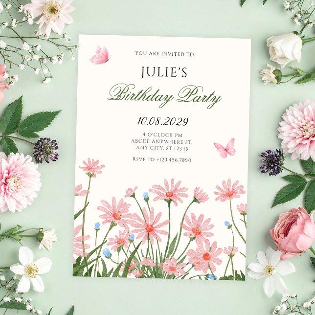Blomsterträdgård minimalistisk  inbjudningar (Skapare uppladdad)