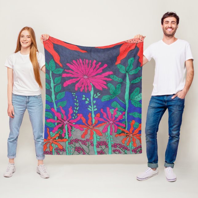 Blomsterträdgård Nattscen Fleecefilt (På plats)