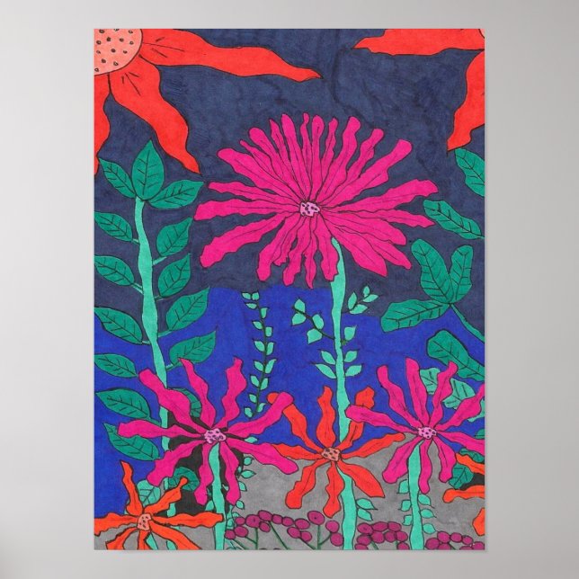 Blomsterträdgård Nattscen Poster (Framsidan)