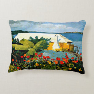 blomsterträdgård och Bungalow av Winslow Homer. Prydnadskudde