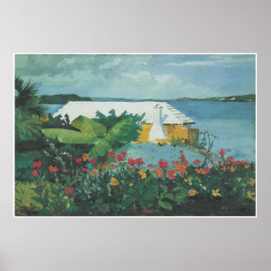 Blomsterträdgård och bungalow, Bermuda 1899 Poster
