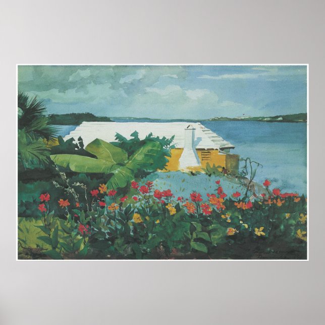 Blomsterträdgård och Bungalow, Bermuda 1899 Poster (Framsidan)