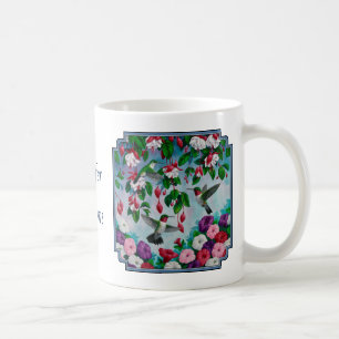 Blomsterträdgård och Hummingbird Blue Kaffemugg