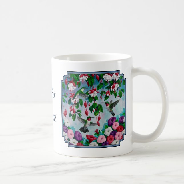 Blomsterträdgård och Hummingbird Blue Kaffemugg (Höger)