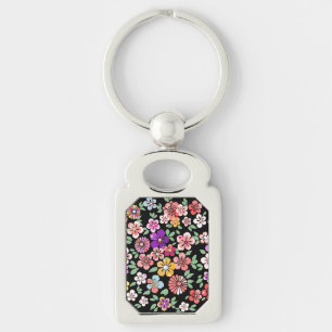 Blomsterträdgård Rektangulärt Silverfärgad Nyckelring