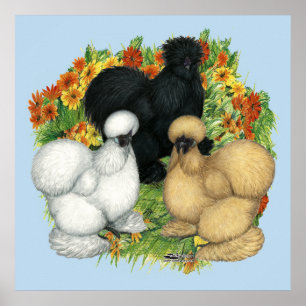 Blomsterträdgård Silkies Poster