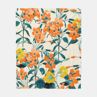 Blomsterträdgård. Small Cute Blommigts och Grenar  Fleecefilt