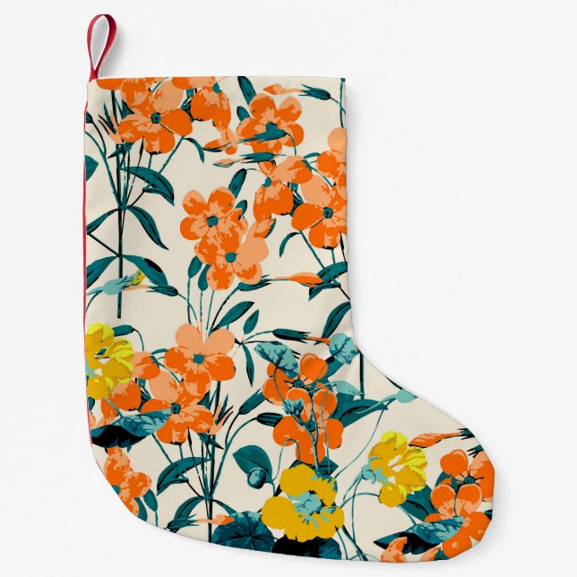 Blomsterträdgård. Small Cute Blommigts och Grenar  Liten Julstrumpa (Framsidan)