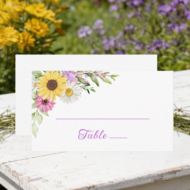 Blomsterträdgård Solros Daisy Bröllopsescort Placeringskort (Skapare uppladdad)