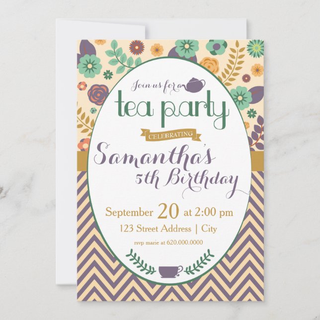 Blomsterträdgård Tea Party-inbjudan Inbjudningar (Framsida)